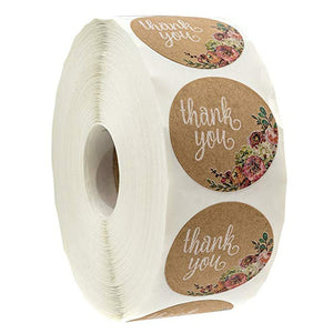 500 Labels per roll Round Natural Kraft Thank You Sticker seal labes Hand Made With Love Sticker Paper Stationery sticker