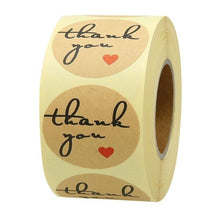 Load image into Gallery viewer, 500 Labels per roll Round Natural Kraft Thank You Sticker seal labes Hand Made With Love Sticker Paper Stationery sticker